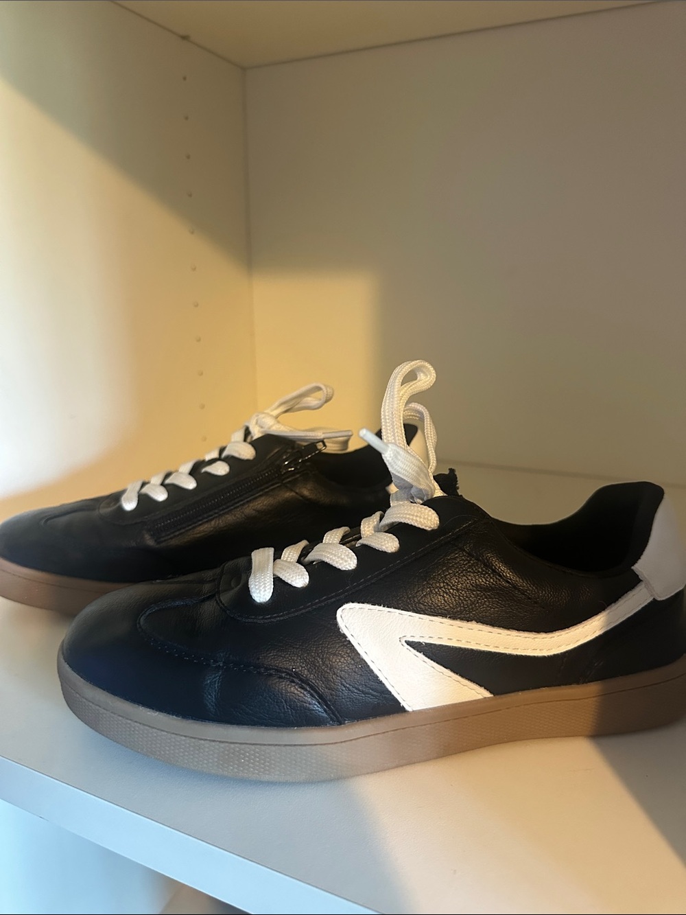 Kids Dolce Vita -Black Casual Sneakers with White Accent and zipper/laces